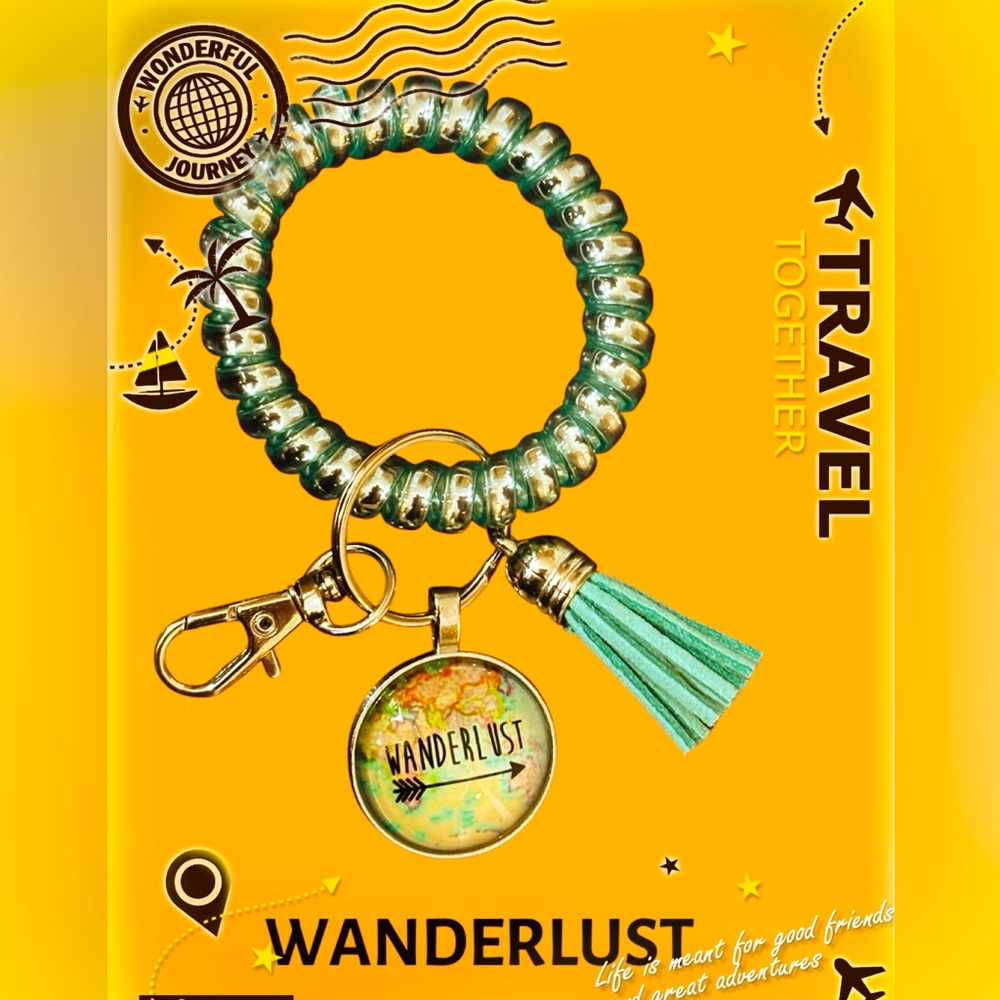 💥2/$24 or 3/$30💥 Wanderlust Keychain Bracelet in Aqua. NWT